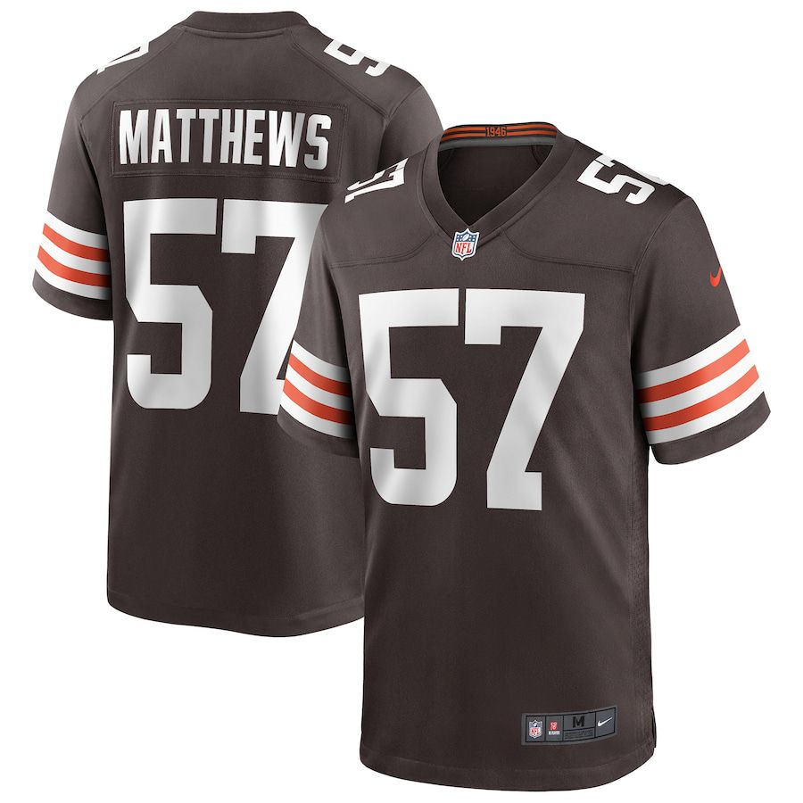 Men Cleveland Browns #57 Clay Matthews Nike Brown Game Retired Player NFL Jersey->cleveland browns->NFL Jersey